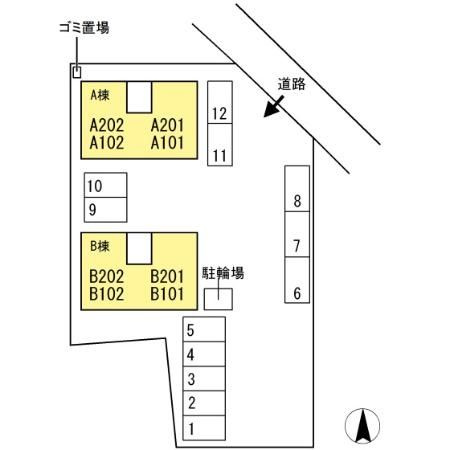 ファミール桃の郷　A棟の区画図