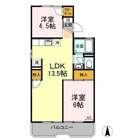 ドミール平野　A棟の間取り