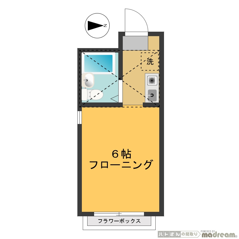 武蔵野市境南町１丁目のアパートの間取り