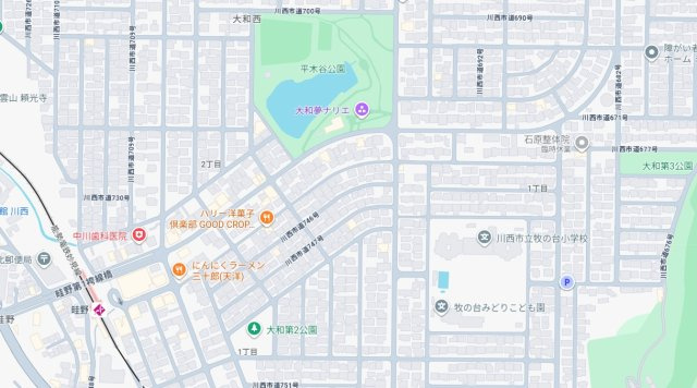 川西市大和西　第2期　新築一戸建ての地図