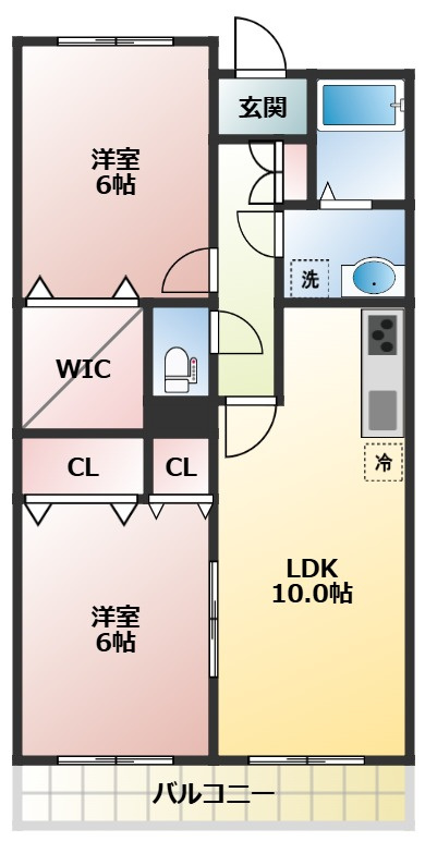 稲城市矢野口の賃貸マンションの間取り