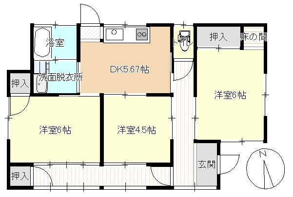 当新田中古住宅の間取り