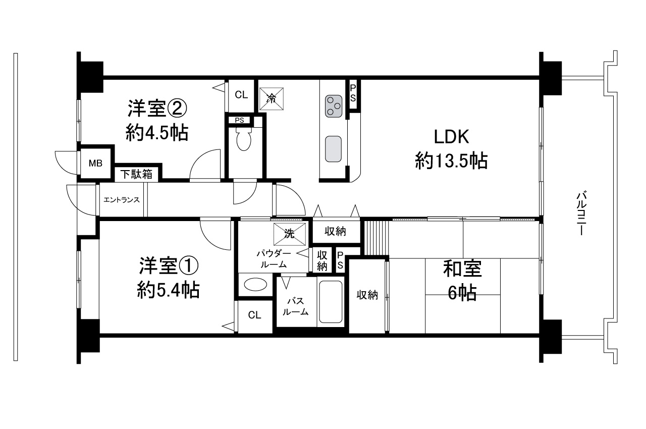 シャルマンフジ二色の浜の間取り|現状でのお引渡し。定額リフォームパック（オプション）利用可。詳細はお問合せください。