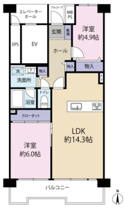 2LDKの暮らしやすい間取りです