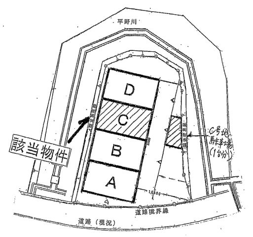 八尾市南亀井町2丁目　倉庫・工場の区画図
