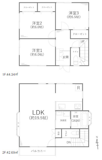 茅ヶ崎市松浪２丁目　中古戸建の間取り