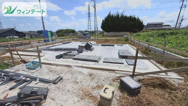 土浦市天川7期　新築戸建　3号棟の外観|現在基礎工事中！着々と形になっていく様子を見学することもできます♪