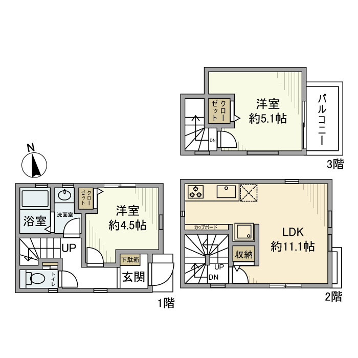 北新宿戸建の間取り