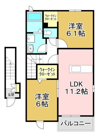 宗像市田久６丁目のアパートの間取り
