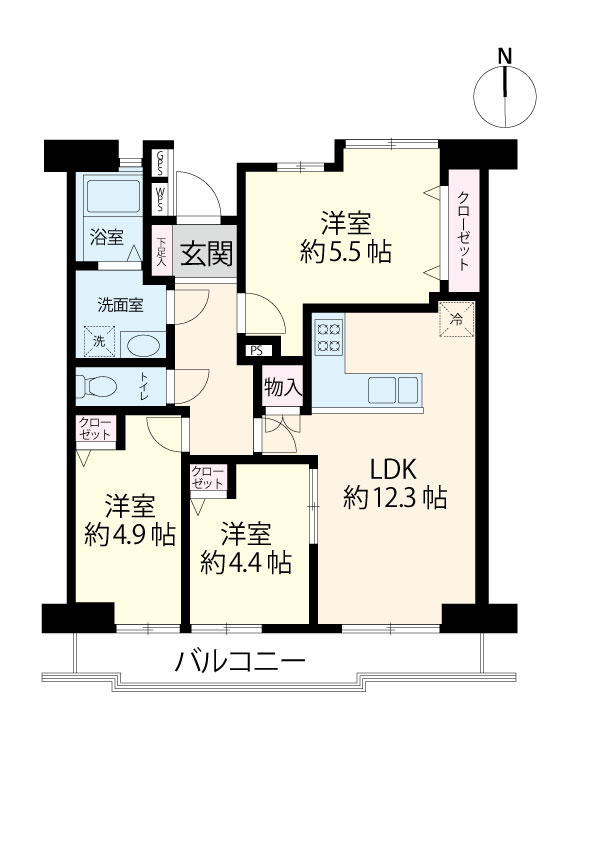 ６号棟７階角部屋65.07㎡