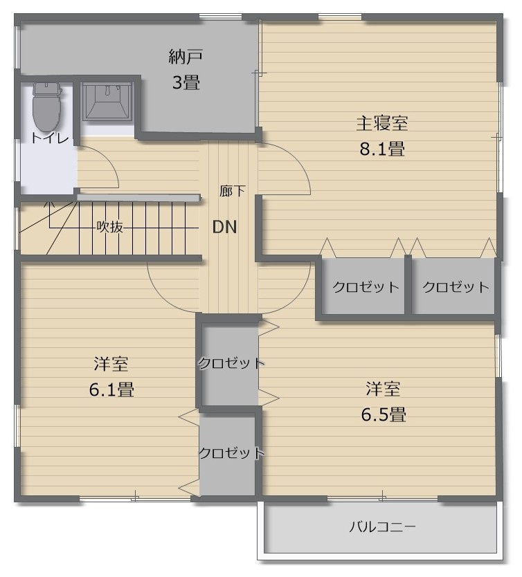 津山市野村　中古住宅　6LDK＋納戸のその他|間取り　2階