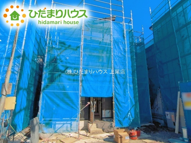 上尾市平方4期　新築戸建　グラファーレ05の外観|9/7撮影
※空は加工しています