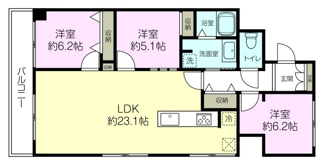メガロコープ西宮Ⅱ １号棟の間取り|3LDK、専有面積83.51㎡、バルコニー面積9.48㎡