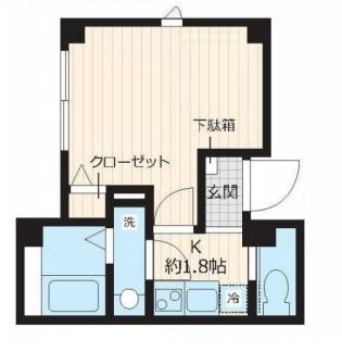 メゾン・ドゥ・ソレイユの間取り|北西2面採光の1K洋室6.2帖