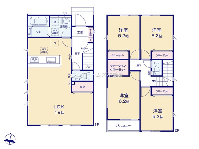 【間取り】 | 尾張旭市西山町２丁目8-20『仲介料無料』新築戸建て | 1号棟