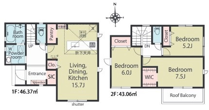 狭山市柏原　新築分譲　西武新宿線『狭山市駅』バス12分　【柏原小学区】の間取り