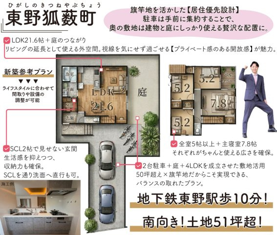 東野狐薮町　建築条件付土地【２階建プラン】の区画図