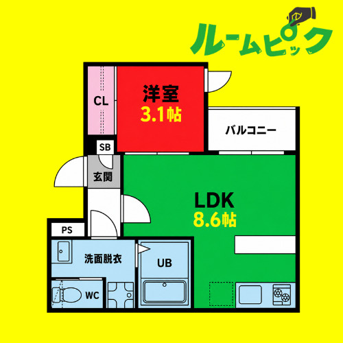 fika栄生(フィーカサコウ)　名古屋市賃貸　仲介手数料無料の間取り