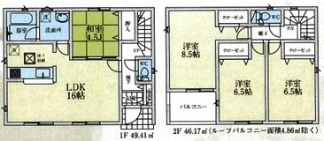 狭山市中央　新築分譲　西武新宿線『狭山市駅』徒歩23分　【富士見小学区】の間取り