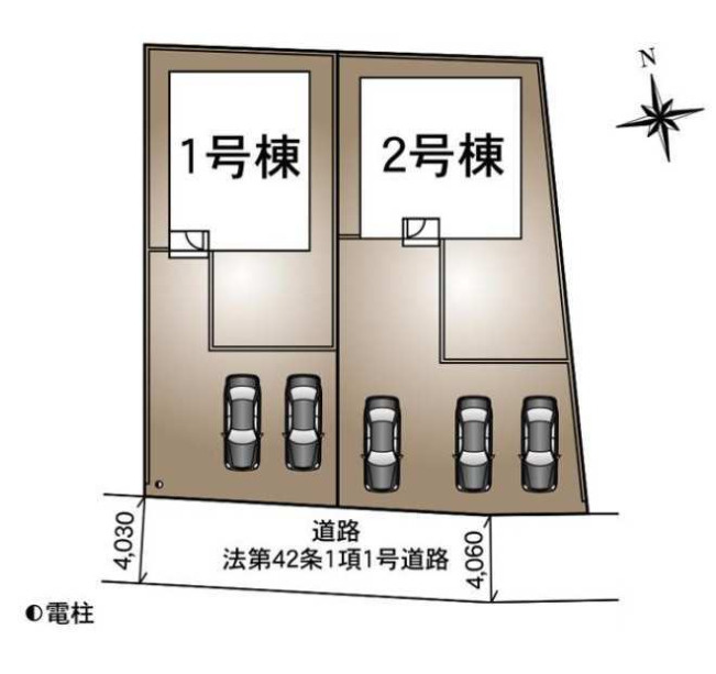 常総市若宮戸第2　新築戸建の区画図|ゆとりある敷地設計。駐車スペースや庭もバランスよく配置されています。