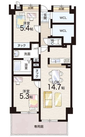 クレール東塚口の間取り