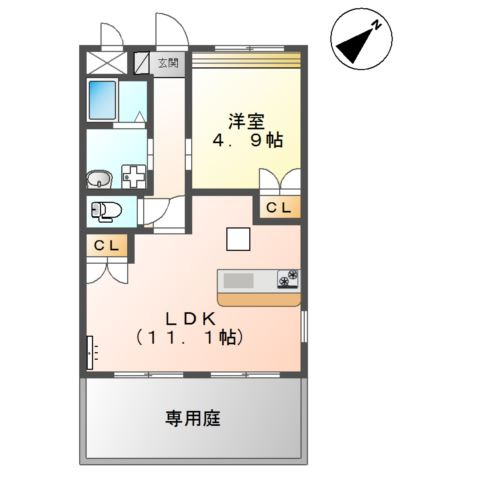 熊本市東区八反田３丁目のアパートの間取り