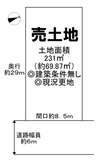 【土地図】 | 土地面積約６９．８７坪！夢のマイホームを実現してくださいね♪