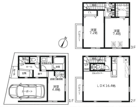 神戸市灘区記田町　新築一戸建ての間取り