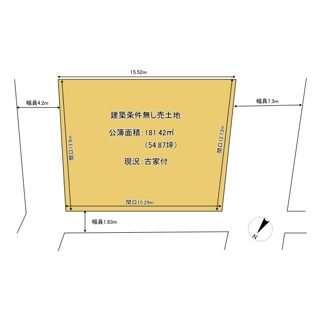 京都市左京区上高野木ノ下町　建築条件無し売土地の土地図