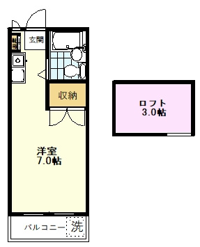 【間取り】 | サンアマノ小平 | サンアマノ小平、202号室、１Ｒロフト