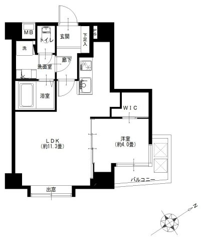 上池袋リリエンハイムの間取り|上池袋リリエンハイム：南東向き角部屋！バス・トイレ別１ＬＤＫリノベーション物件はフラット３５利用可能です！