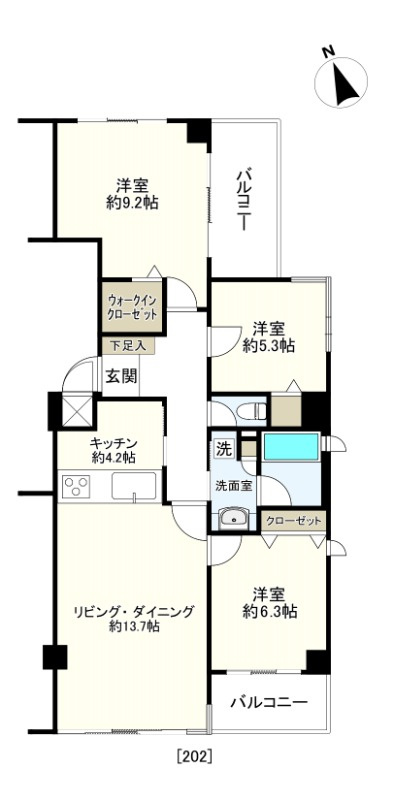 世田谷区上野毛１丁目の賃貸マンションの間取り