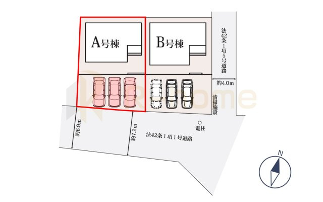 水戸市若宮2丁目　新築戸建て　A号棟の区画図|大きなお買い物だからこそ、メリット・デメリットを伝えさせて頂きます。
R-homeにお任せください♪
