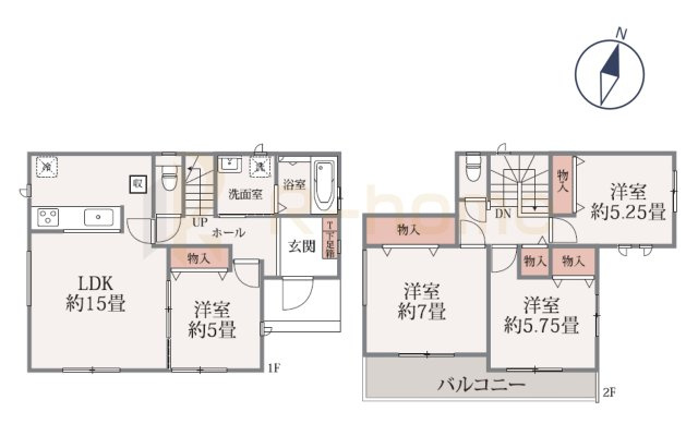 水戸市若宮2丁目　新築戸建て　A号棟の間取り|4LDK＋全居室収納、土地面積162.78m2、建物面積94.81m2