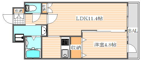 グロースメゾン博多山王の間取り|使いやすい間取りです。