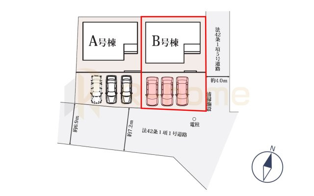 水戸市若宮2丁目　新築戸建て　B号棟の区画図|大きなお買い物だからこそ、メリット・デメリットを伝えさせて頂きます。
R-homeにお任せください♪