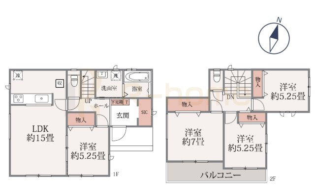 水戸市若宮2丁目　新築戸建て　B号棟の間取り|4LDK＋SIC、土地面積166.80m2、建物面積94.81m2