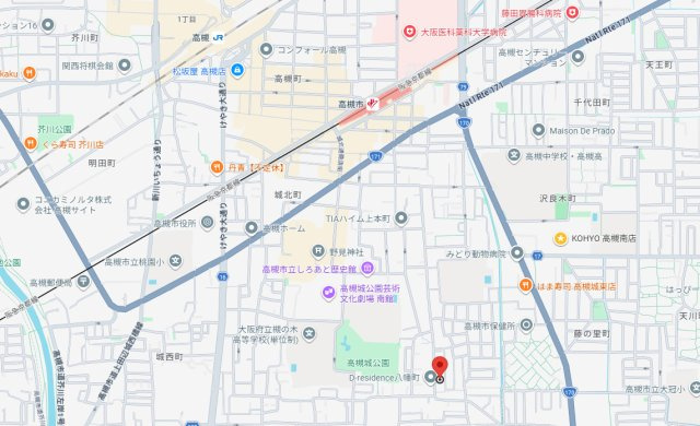 高槻市八幡町の賃貸マンションの地図