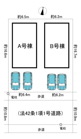 【同施工物件ご案内可能】名古屋市南区堤起町2丁目　全2棟の区画図|全体区画数｜全2棟
◆駐車2台可能！(但し、車種による)
◎まずは、お気軽にお問い合わせください。現地を案内しながら周辺環境も見て頂けます。
