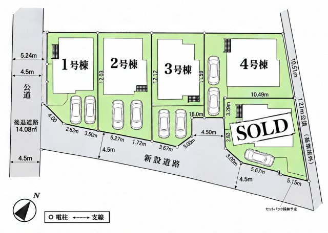 青梅市梅郷6丁目　新築戸建全5棟の区画図
