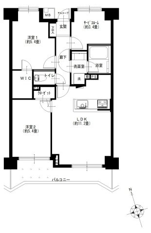 フラッツ北千住の間取り|フラッツ北千住：南向き！居室としても使えるサービスルーム付き２ＳＬＤＫリノベーション物件はフラット３５＆住宅ローン減税利用可能です！