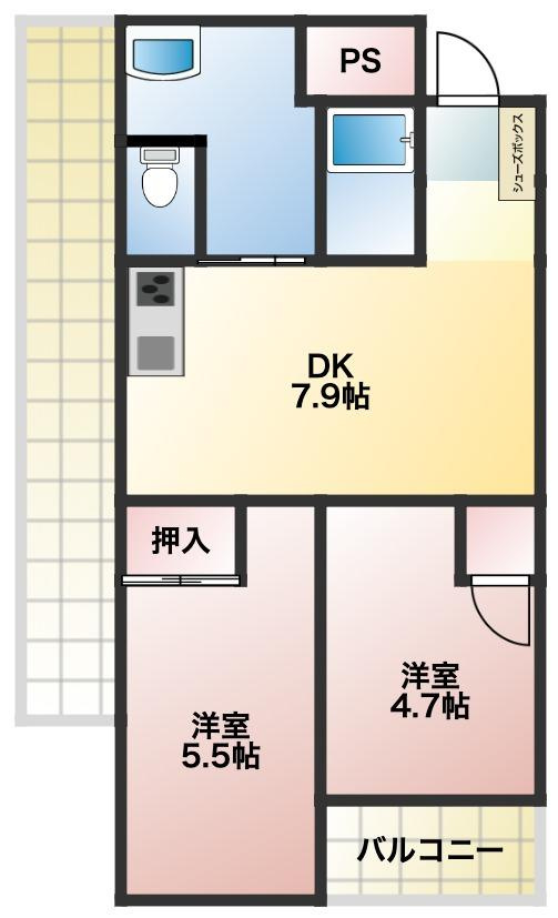 ダイヤコーポ東雲の間取り|帖数は概算の数字です。