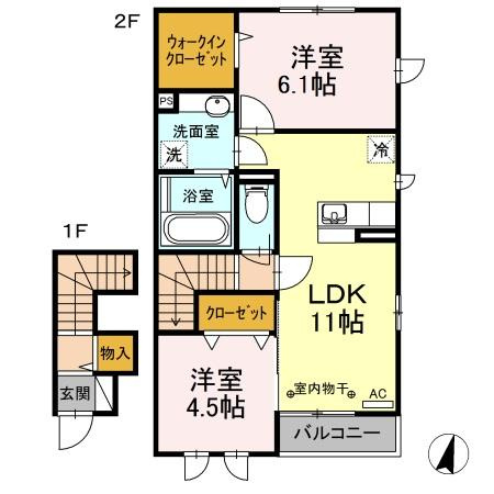 ボンジュール相模大野Bの間取り