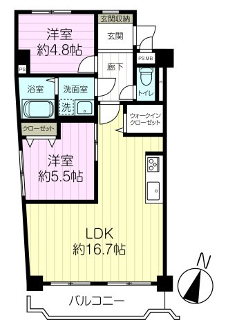 芦屋シティハイツの間取り
