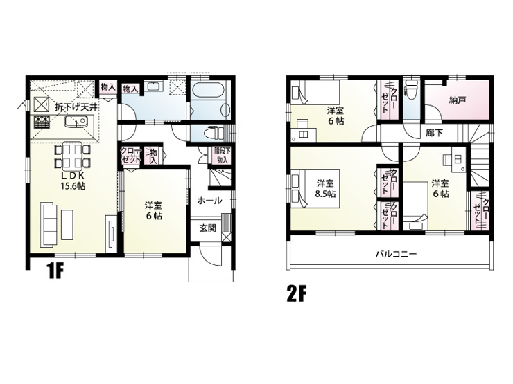 新築　藤岡立石　2区画　の間取り|建物面積33.56坪　水回り動線に優れた間取り！