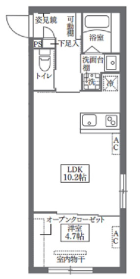 COCOCUBE鵜の木の間取り|1LDK