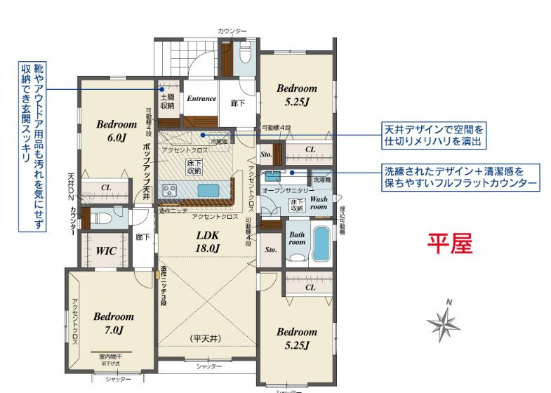 ブルーミングガーデン前橋市女屋町　２号棟（平屋）の間取り|平屋物件♪南向きの3LDKで陽当たり良好な間取りです！
土地面積267.28㎡、建物面積100.61㎡で十分な広さです！