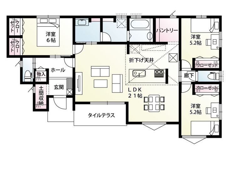 新築　渋川市半田　5号棟の間取り|建物面積28.05坪　洗面室・脱衣室分離型の間取り！！