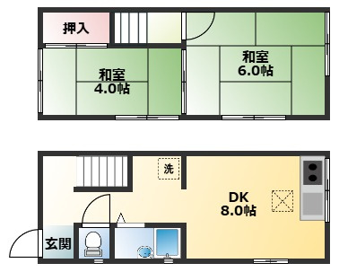 安岡寺5丁目貸家の間取り
