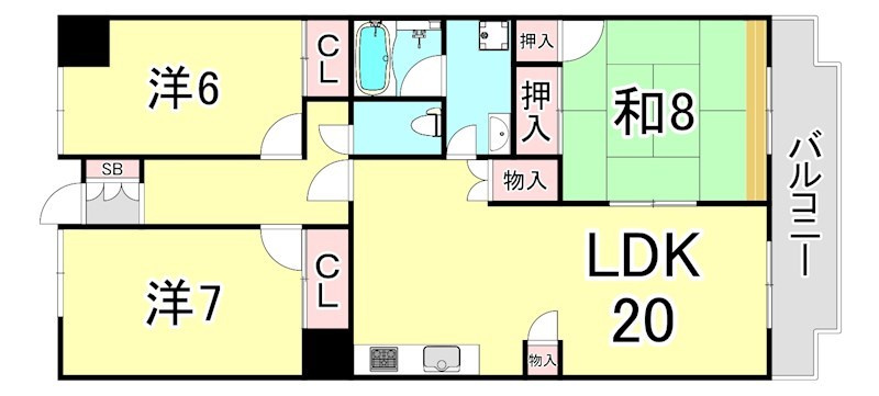 夙川リンデンハイムの間取り